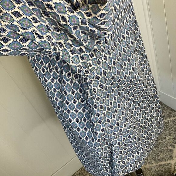 Vintage Kerrybrooke Sears Womens Size Large Polo Shirt Blue Diamond Pattern - Picture 8 of 10